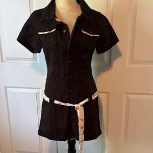 Beyond cute and sexy, Stylish Black Mini Dress with Retro Calendar Girls Belt